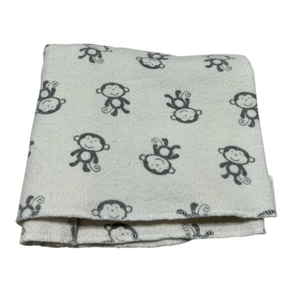 Circo White Gray Monkey Flannel Monkey Baby Receiving Blanket 2016 Target Cotton - Picture 1 of 4